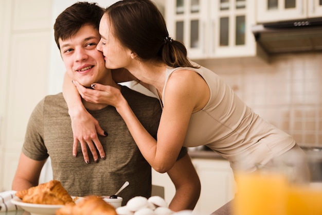 Adorable young couple together in love