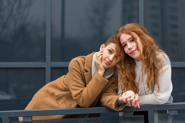 Adorable young couple together outdoor