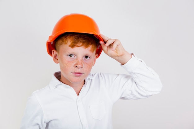 Free photo adorable young kid with helmet