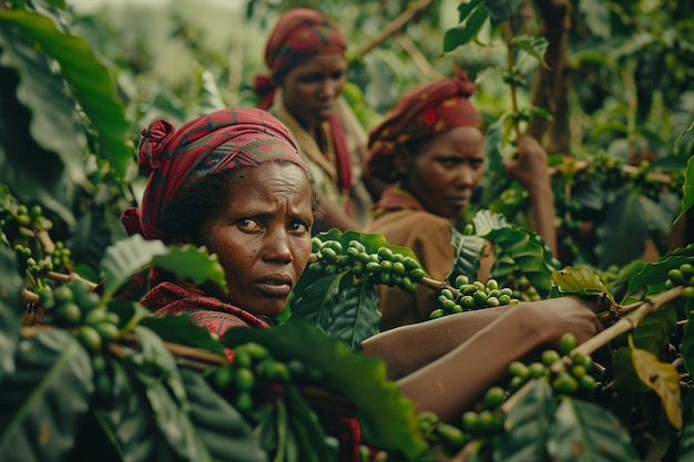 Adult harvesting coffee