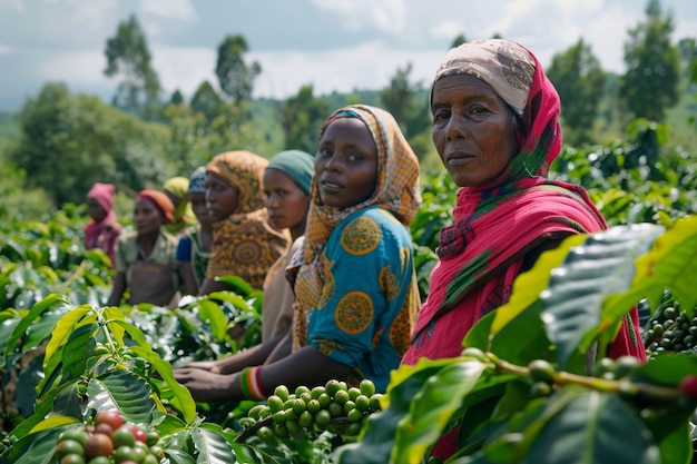 Adult harvesting coffee