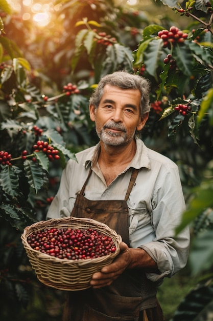 Adult harvesting coffee