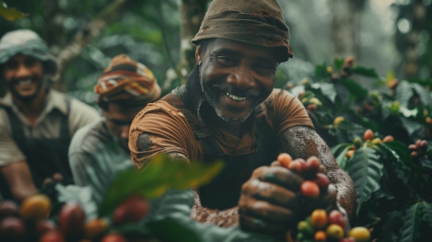 Free photo adult harvesting coffee