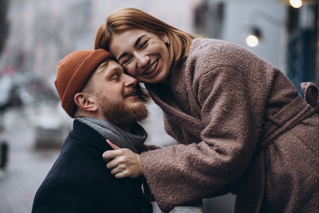 Free Photo adult loving couple on a street