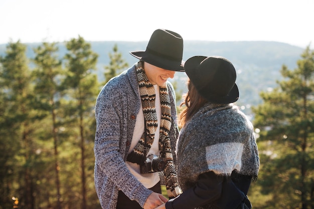 Adult man and woman with winter clother