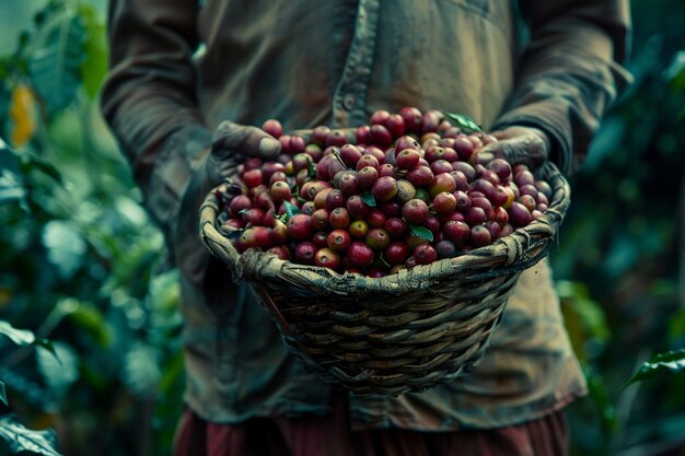 Adult in nature  coffee harvesting