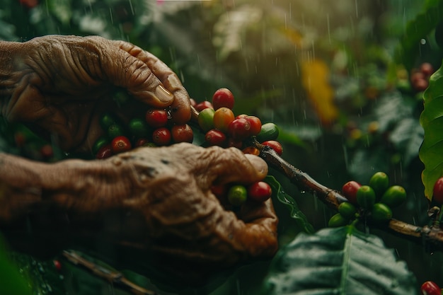 Adult in nature  coffee harvesting