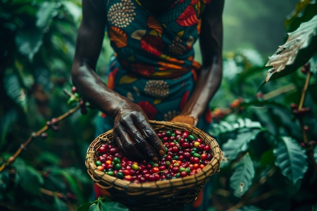 Adult in nature  coffee harvesting