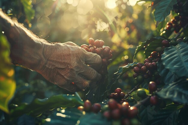 Adult in nature  coffee harvesting