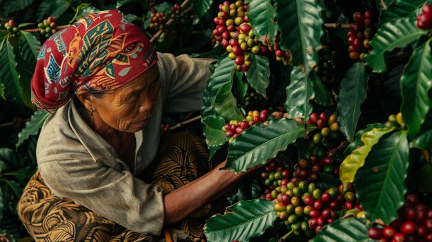 Adult in nature  coffee harvesting