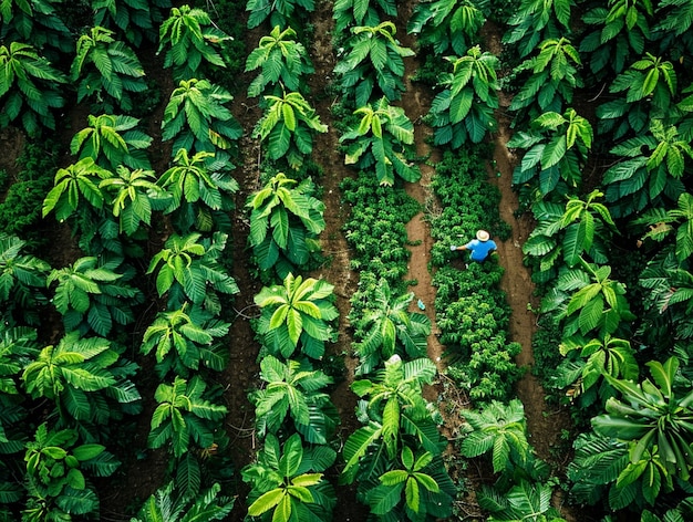 Free Photo adult in nature  coffee harvesting