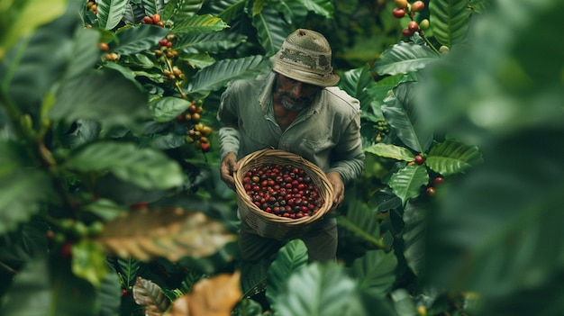 Adult in nature  coffee harvesting