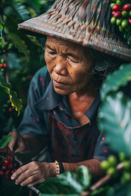 Adult in nature  coffee harvesting