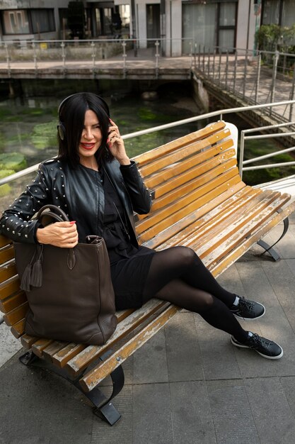 Adult wearing synthetic leather clothing