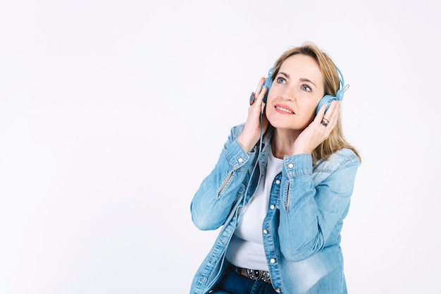 Adult woman listening to music