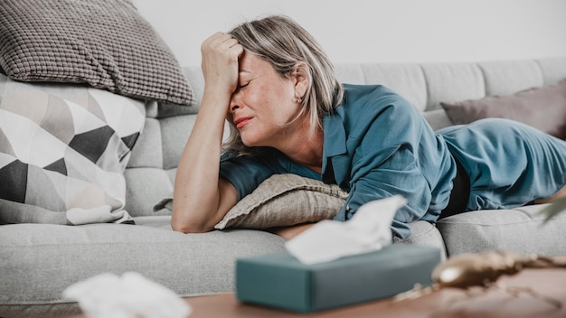 Free photo adult woman stressing out at home