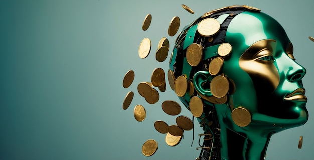 Free photo advanced technological robot interacting with money and finance