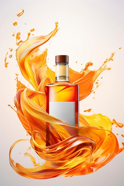 Advertisement for spirits with floating bottle