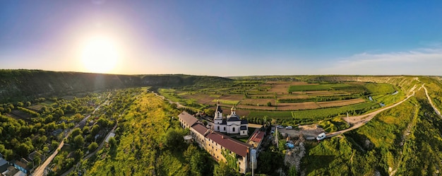 Aerial drone panoramic view of a nature in Moldova