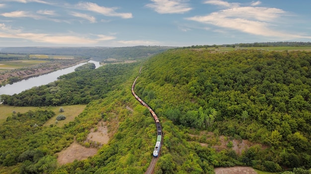 Aerial drone view of nature in Moldova