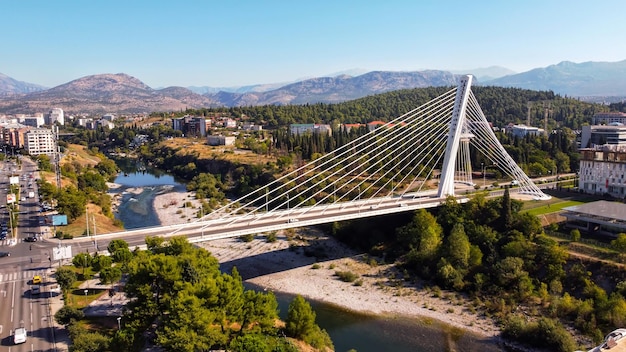 Aerial drone view of Podgorica Montenegro