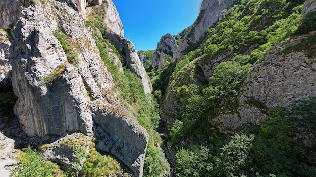 Free photo aerial drone view of a rocky canyon in romania