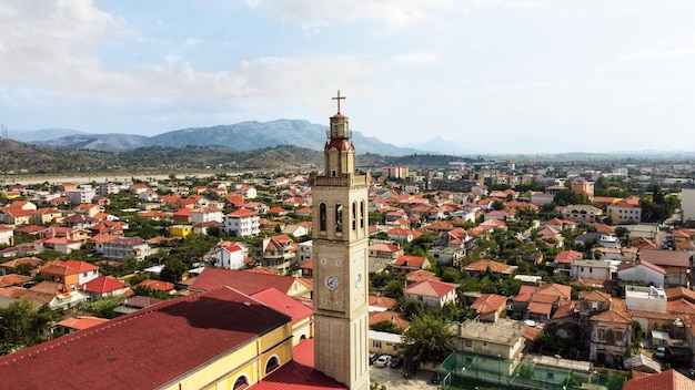 Aerial drone view of Tirana Albania