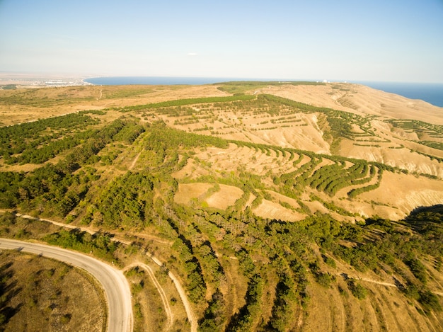 Free photo aerial landscape in crimea