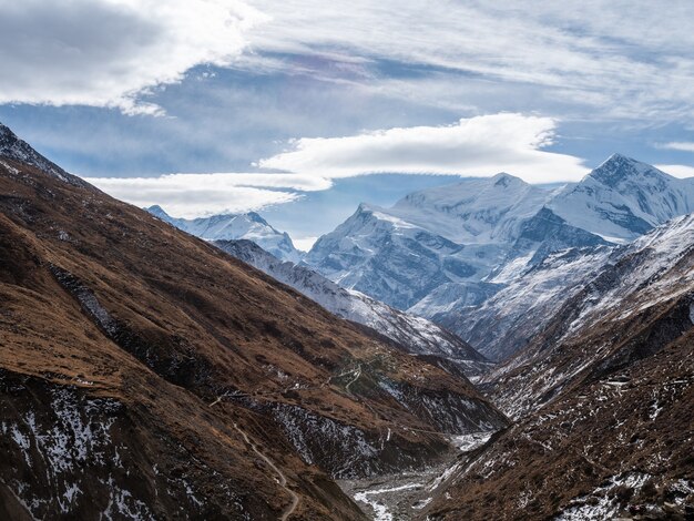 Aerial shot of Annapurna Conservation Area, Chhusang, Nepal