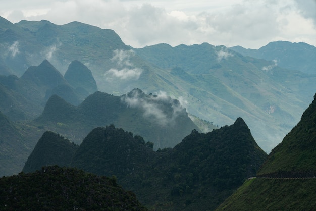 Free Photo aerial shot of a beautiful summit in vietnam