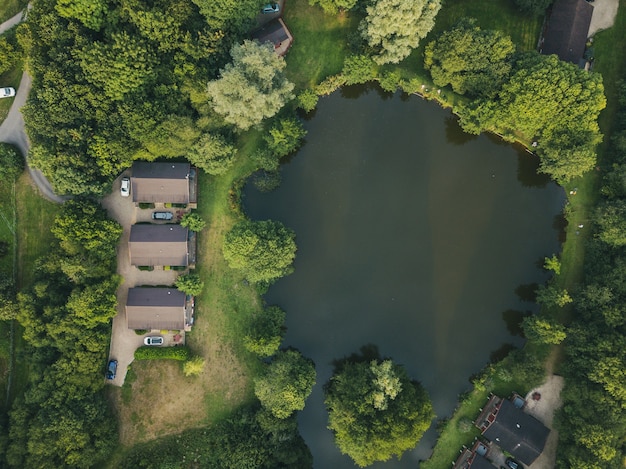 Free Photo aerial shot of cottages in devon, uk