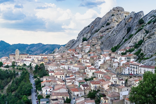 Aerial shot of Pietrapertosa, Basilicata, Italy