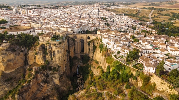 Free photo aerial shot of ronda city in spain