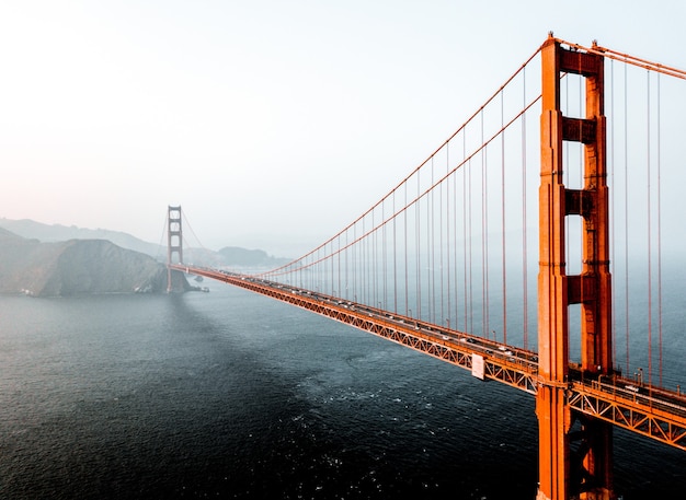 Aerial shot of the San Francisco Golden Gate bridge