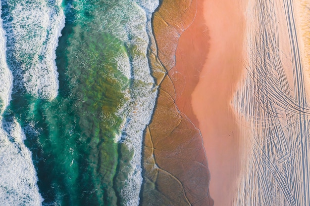 Aerial view of the beautiful beach with crystal clear water