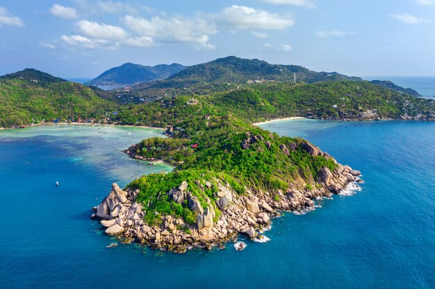 Aerial view of Beautiful Koh Tao island in Surat Thani, Thailand