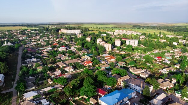 Aerial view of beautiful village surrounded by nature