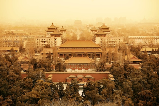 Free photo aerial view of beijing