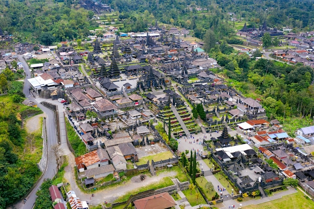 Aerial view of Besakih temple in Bali, Indonesia