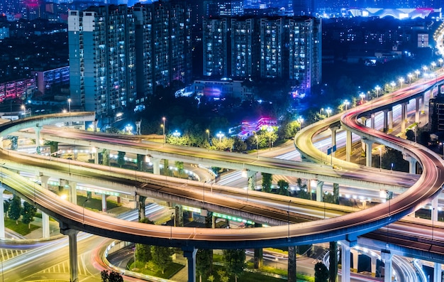 Free photo aerial view of chengdu overpass