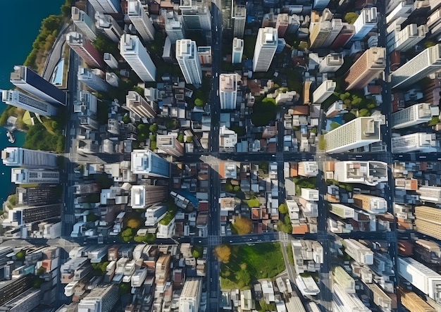 Aerial view on city