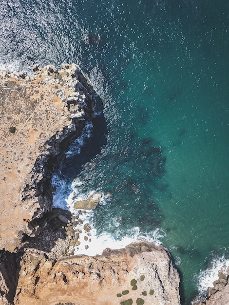 Aerial view of the cliffs and the sea