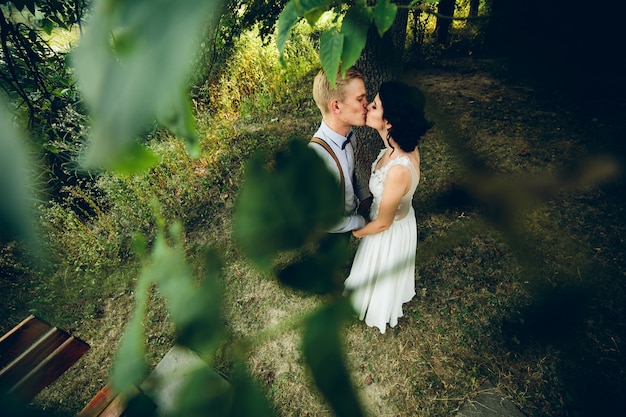 Aerial view of a couple