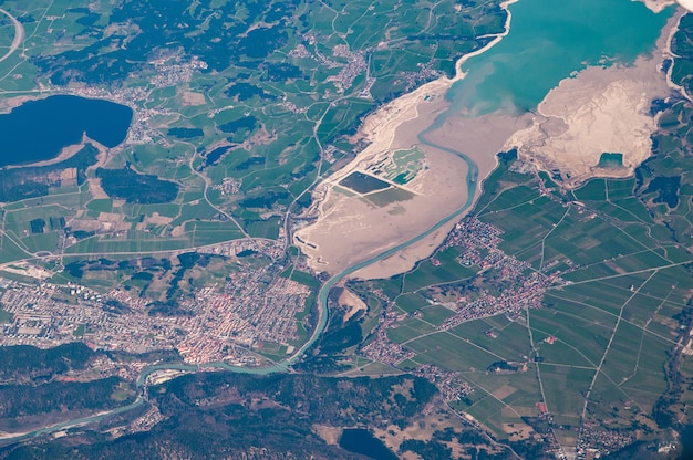 Free Photo aerial view of fussen and forggensee, germany