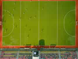 Free photo aerial view of grass field for hockey