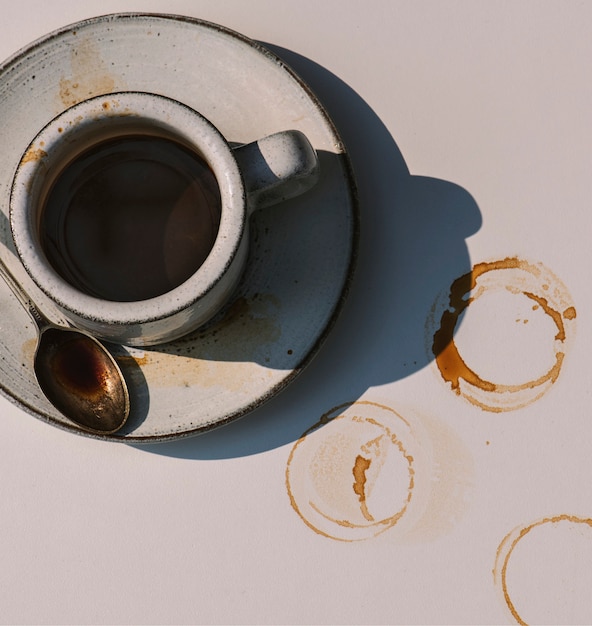 Free photo aerial view of hot coffee