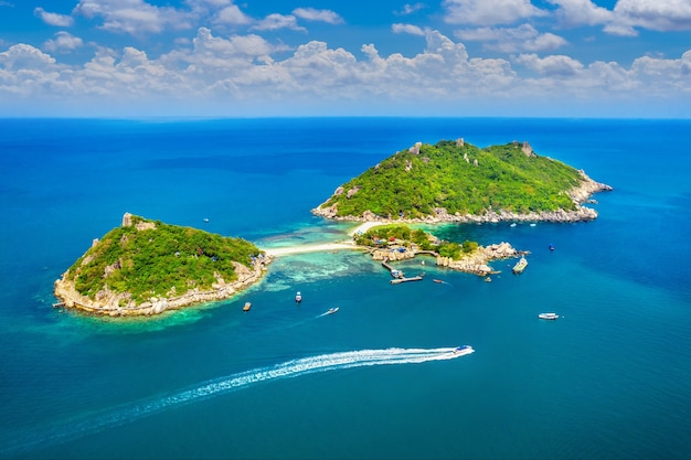 Aerial view of Koh NangYuan island in Surat Thani, Thailand