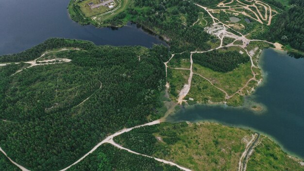 Aerial view of lake