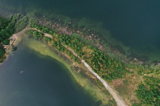 Aerial view of lake