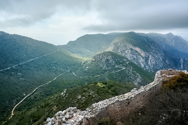 Free photo aerial view landscape of mountains